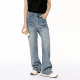 Hearujoy Niche Design Male Denim Pants Lightning Crack Casual Bottom Stright Wide Leg Loose Jeans Pockets Trend Summer 9C6389